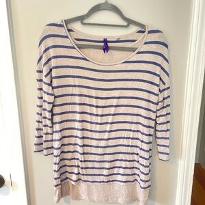 Striped Two-Layer Women's Top - Blue and Cream